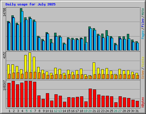 Daily usage for July 2025